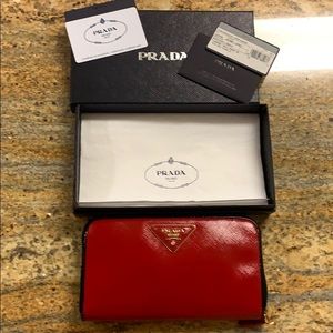 Prada zip around wallet